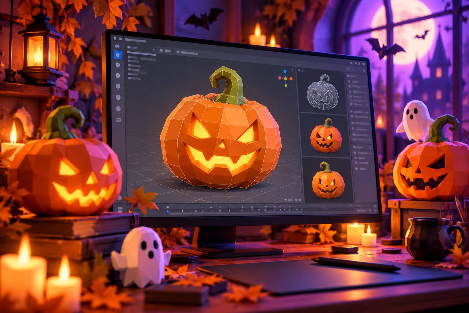 Blender Halloween: Tạo Bí Ngô 3D Low Poly Cho Game Và Học Tập