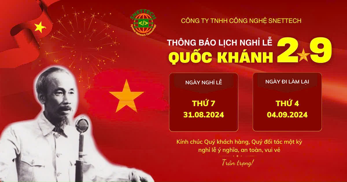 THÔNG BÁO LỊCH NGHỈ LỄ QUỐC KHÁNH 2/9/2024
