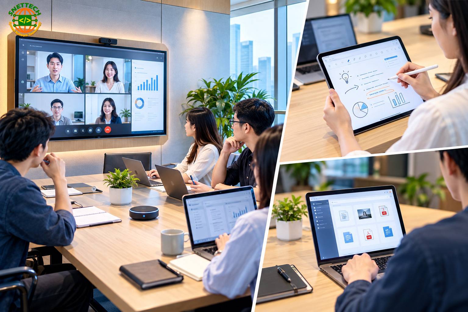 Phòng họp không giấy tờ SNETTECH EMEET sử dụng đơn giản, nâng cao hiệu quả làm việc, tiết kiệm chi phí in ấn tài liệu giấy tờ 