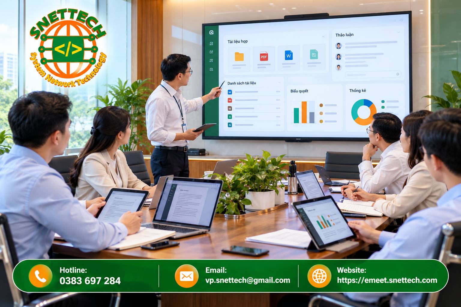 Ứng dụng SNETTECH EMEET cắt giảm triệt để chi phí in ấn tài liệu và văn phòng phẩm, góp phần thúc đẩy xu hướng xây dựng văn phòng xanh bền vững