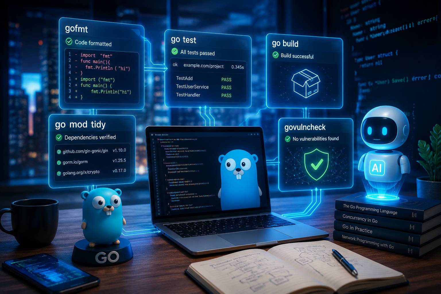 Ngôn ngữ Go (Golang) có hiệu năng xử lý cực tốt, giúp các mô hình AI tạo ra mã nguồn chính xác hơn, tối ưu hóa tài nguyên phần cứng vượt trội