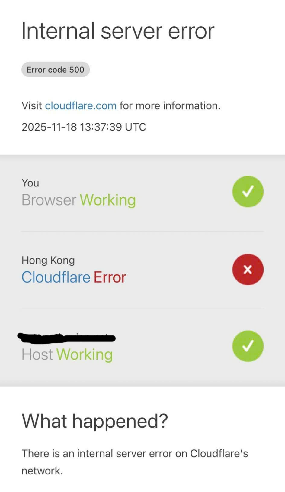 Lỗi 500 Cloudflare