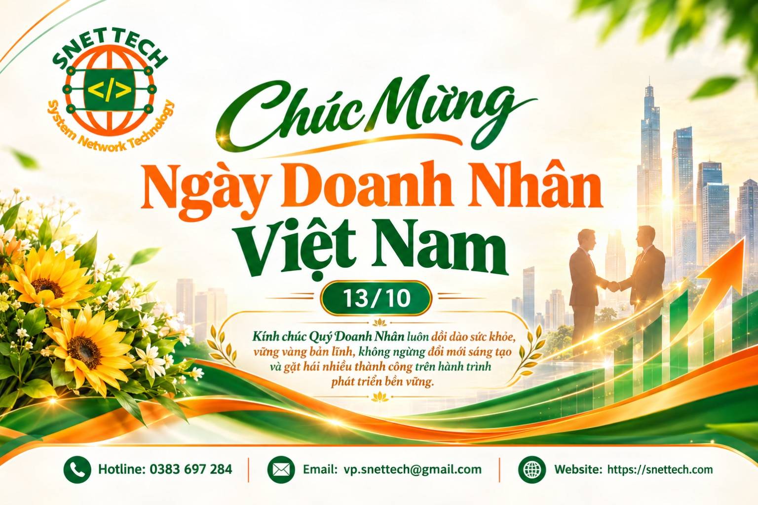 Snettech chúc mừng ngày doanh nhân Việt Nam 13/10