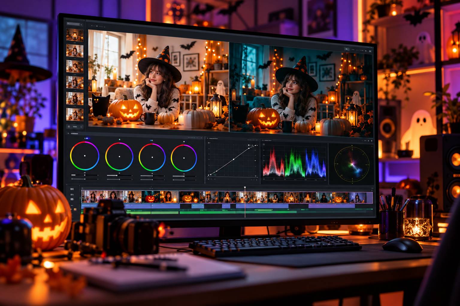 Thước phim kinh dị chủ đề Halloween được cân chỉnh màu sắc ma mị và cuốn hút kiểu điện ảnh