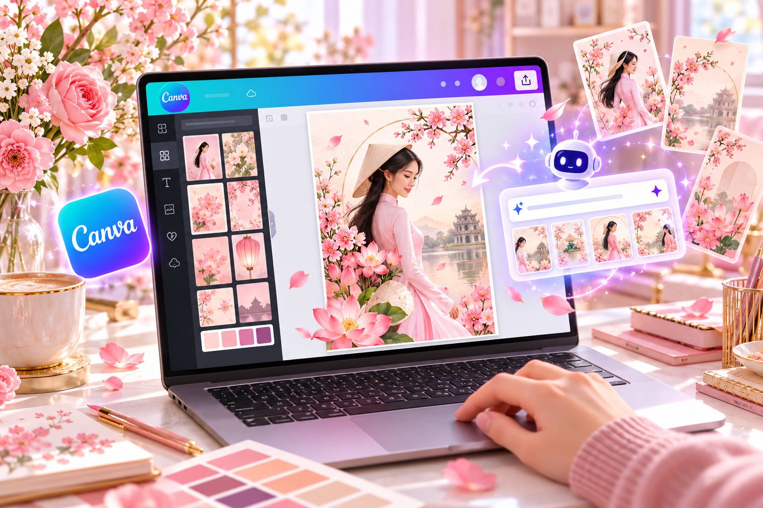 Tạo thiệp 20/10 bằng Canva và AI mang lại vô vàn ý tưởng sáng hình ảnh và lời chúc ý nghĩa chỉ trong vài phút ngắn ngủi 