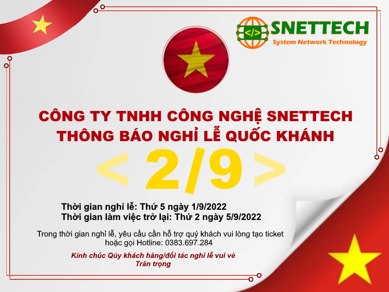 Thông báo nghỉ lễ Quốc Khánh 2/9/2022