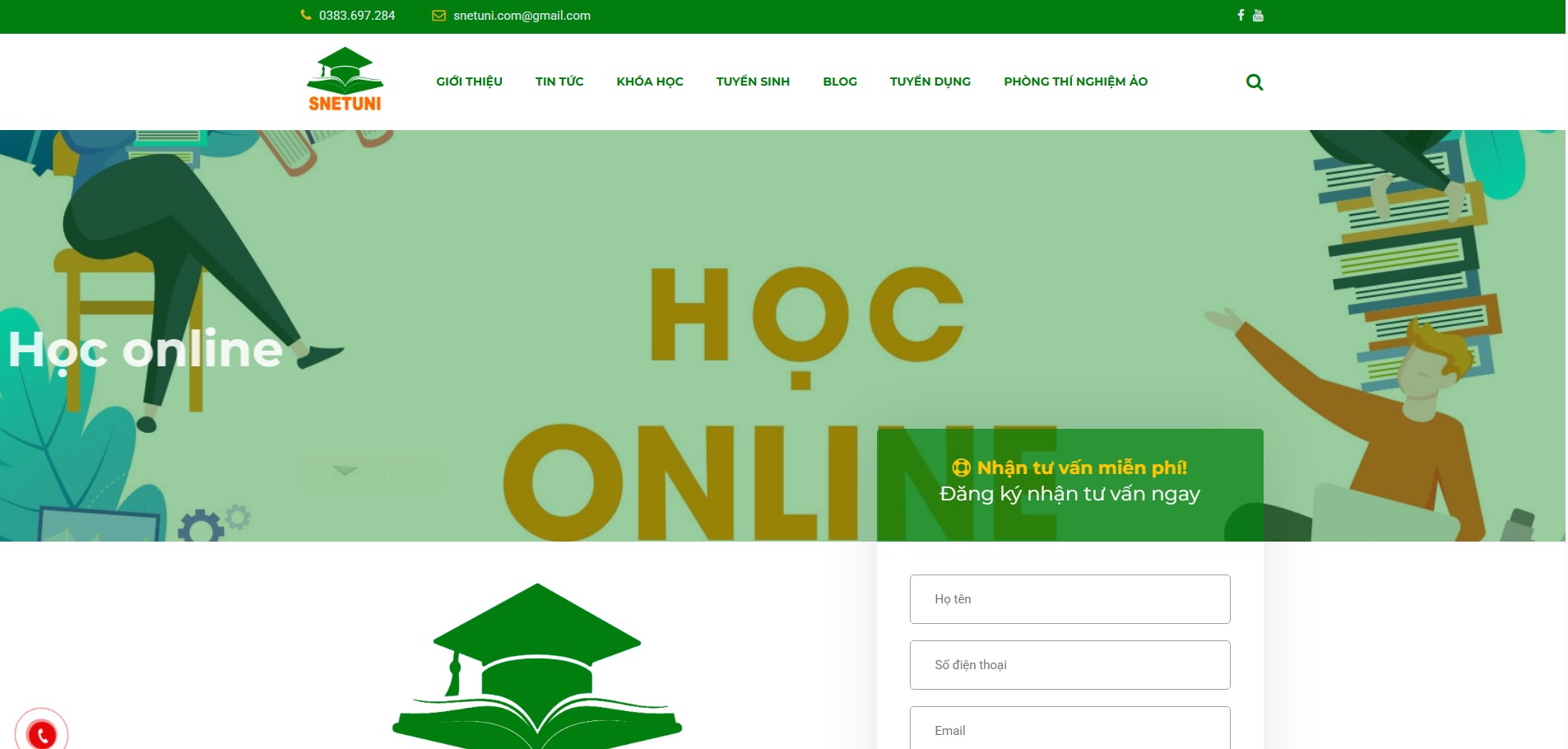 SnetUni - Một trong những sản phẩm website giáo dục trực tuyến hàng đầu của Snettech
